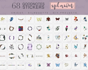 68 GoodNotes butterflies & flower planner stickers, butterfly,planner stickers,digital planner,digital stickers,goodnotes stickers,planner