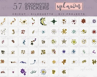 57 stars and detail planner stickers for GoodNotes, digital planner stickers,stars,details,note details