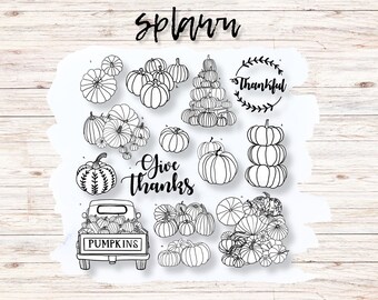 29 Fall Procreate Brushes, Pumpkins, Thanksgiving (Commercial Use)