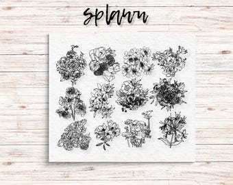 Hand Drawn Flower .PNG Files, DIY Decor, Commercial Use