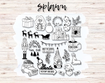 Christmas Procreate Brush Set, Hand Drawn Stencils (Digital)