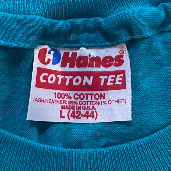 Blank cyan vintage early 1990’s Hanes t-shirt, me… - image 2