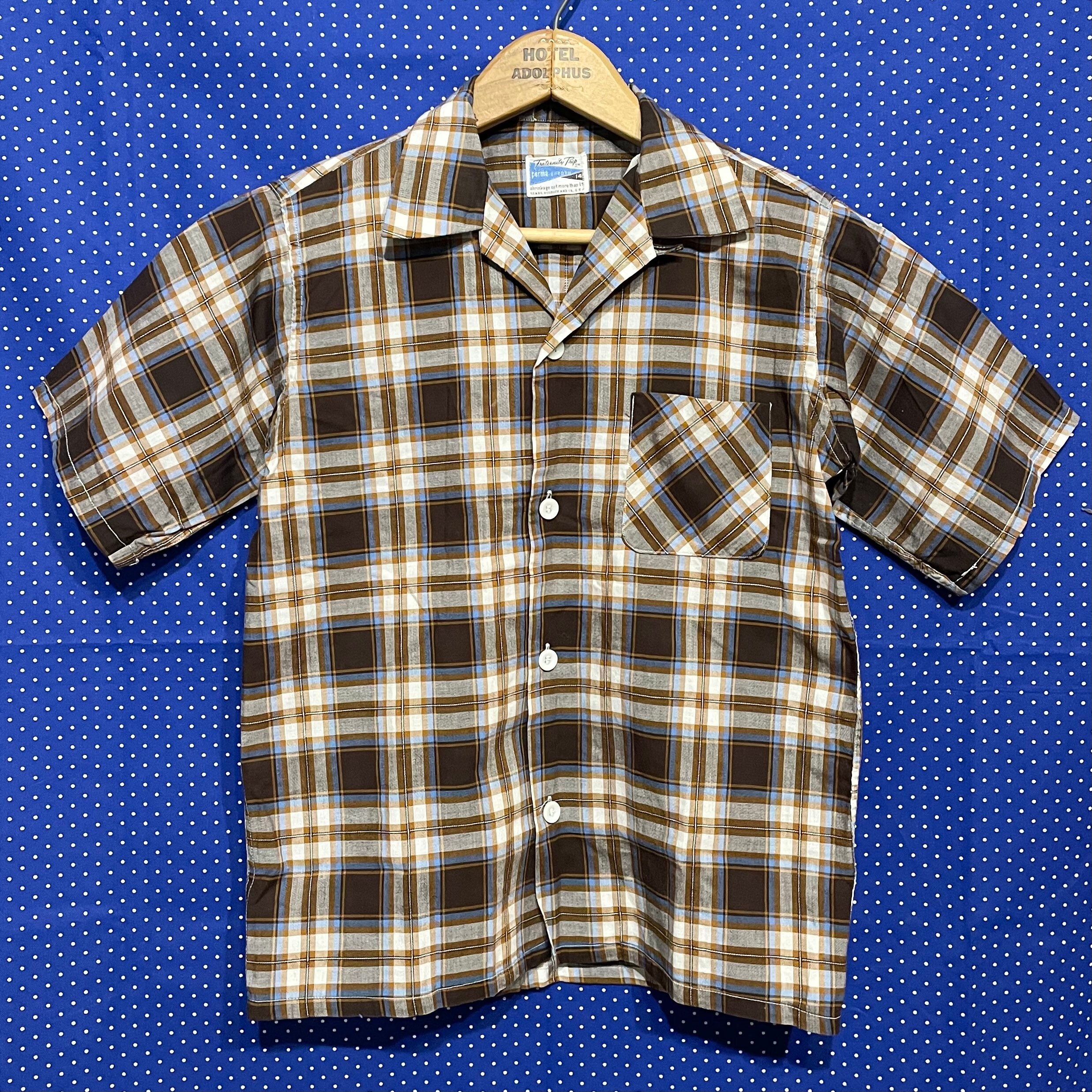 トップス 1970~80s Sears loop collar shirt M Vintage 1970s SEARS Men's Store LOOP COLLAR SHIRT Teal