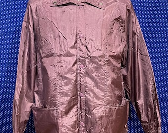 Vintage 1990’s-Y2K shiny purple cotton lined windbreaker, large