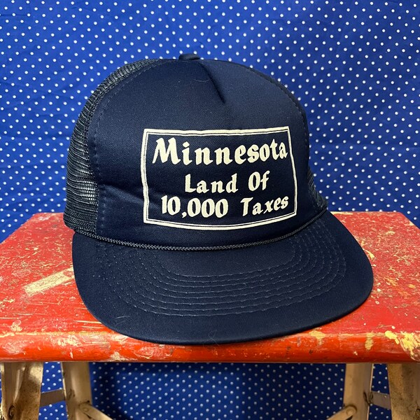 Vintage 1980’s Minnesota Land of 10,000 Taxes mesh back trucker hat