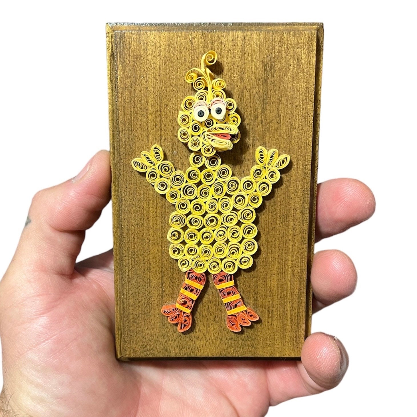 Small vintage Big Bird quilled wall hanging, paper quilling
