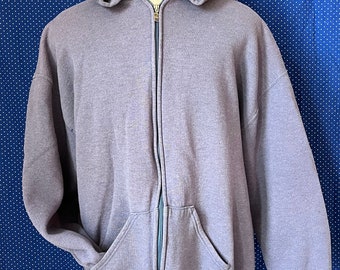 vintage années 1990 blanc bleu-gris Russell Athletic sweat à capuche entièrement zippé, spacieux XL