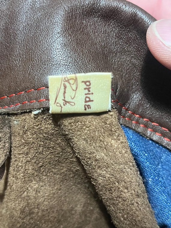 Vintage Mexican leather and denim jacket embroide… - image 16