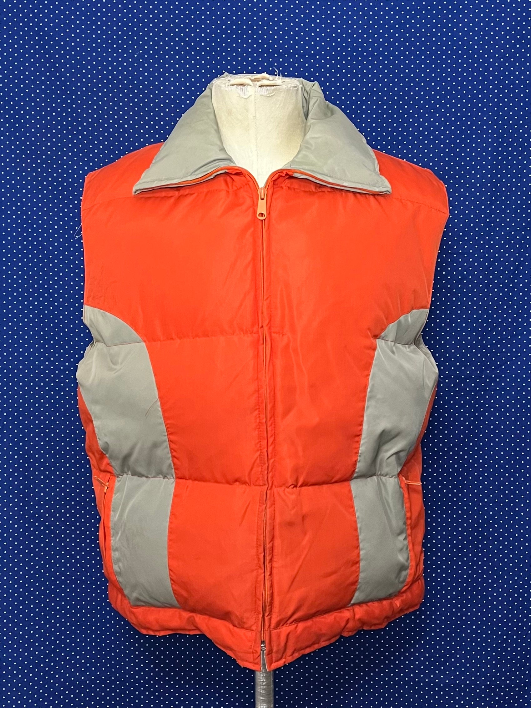 Vtg 70s Woolrich Down Puffer Vest Men's XL Classic Brown Orange