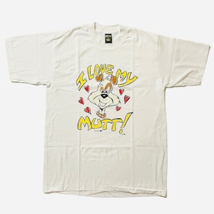 Deadstock vintage 1980’s white I Love My Mutt t-shirt, medium