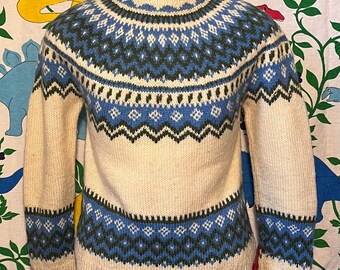 Vintage German wool Fair Isle pullover sweater, XS-small