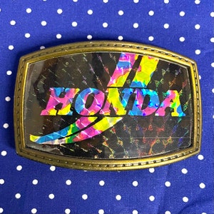 Vintage 1970’s Honda holographic prism belt buckle