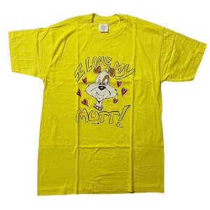 Deadstock vintage 1980’s yellow I Love My Mutt t-shirt, medium