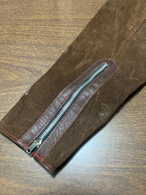 Vintage Mexican leather and denim jacket embroide… - image 8