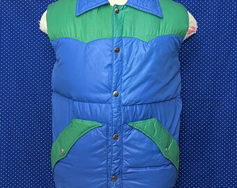 Number 1 Sun Vintage Ski Jacket Rainbow Colors, Medium Puffer