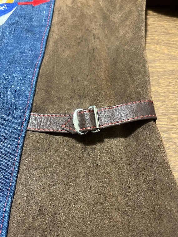 Vintage Mexican leather and denim jacket embroide… - image 12