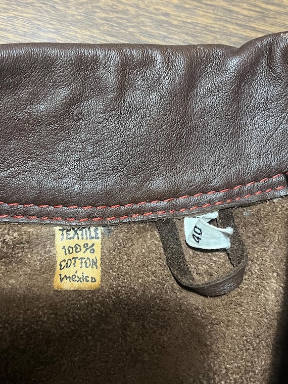 Vintage Mexican leather and denim jacket embroide… - image 14