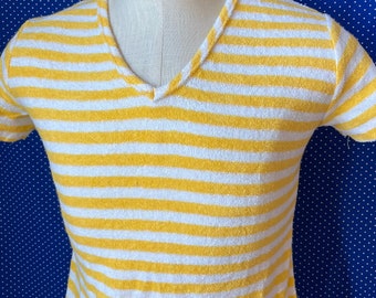 Vintage 1980’s terry cloth striped beach shirt, small