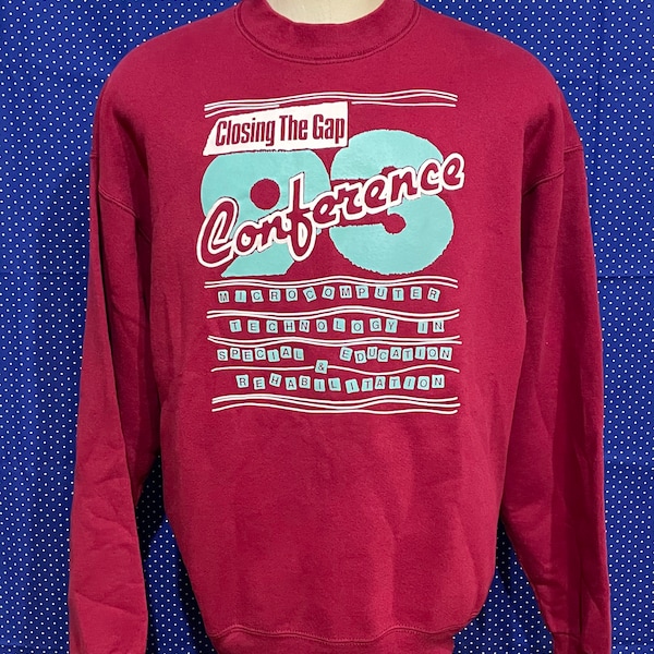 Vintage 1993 Microcomputer Technologie In Het Speciaal Onderwijs & Revalidatie Conferentie pullover crewneck sweatshirt, ruim groot