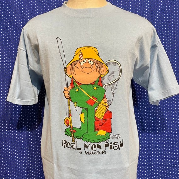 Vintage 1980’s Real Men Fish in Minnesota t-shirt… - image 1