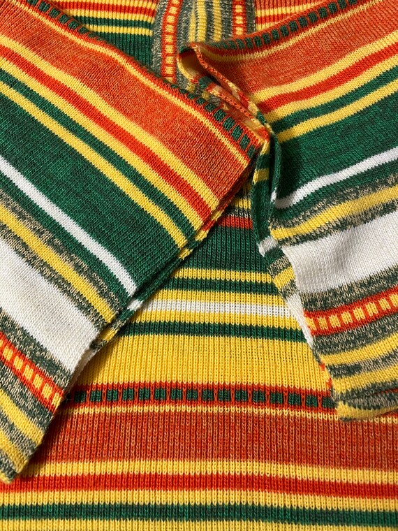 Vintage 1970’s colorful striped hippie knit shirt… - image 5