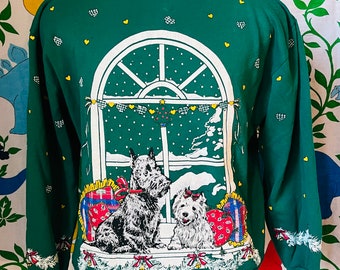 Vintage 1980’s Christmas dogs lightweight pullover crewneck sweatshirt, medium