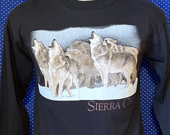 Vintage 1990’s Sierra Club howling wolves long sleeve t-shirt, roomy small