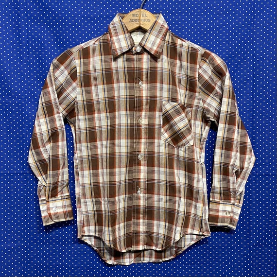 Deadstock kid’s vintage button-up plaid shirt - image 1