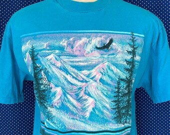 Vintage 1991 glittery Montana mountains t-shirt, large