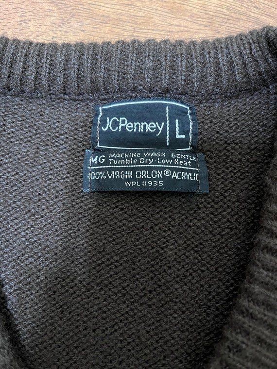 Vintage 1970’s dark brown v-neck sweater, medium - image 2