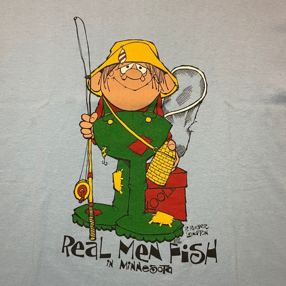 Vintage 1980’s Real Men Fish in Minnesota t-shirt… - image 4