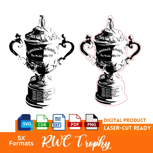 High Quality Rugby World Cup Trophy Vector Graphic Bundle for Laser cutting and engraving, CNC, or Graphic Design