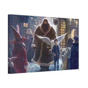 Diagon Alley (Harry and Hagrid) Painting Printed on Stretched Canvas 24&quot; x 18&quot;