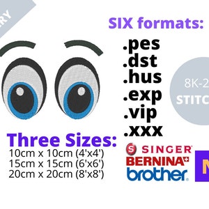 Cartoon Eyes Digital Embroidery design Variety of Machines
