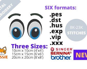 Cartoon Eyes Digital Embroidery design Variety of Machines