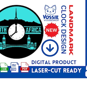 South Africa Table Mountain, Union Buildings Laser-Cut Digital Design | SVG, Dxf, CDR, Pdf | 3mm Thick | 50cm x 30cm (19.69 by 11.81 inches)