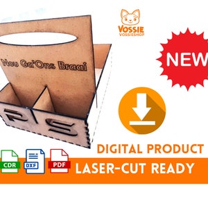 Serviette and Salt Pepper Holder Laser-Cut Digital Design | Svg, Dxf, Cdr, Pdf | 3mm Thickness | 50cm x 30cm (19.69 inches by 11.81 inches)