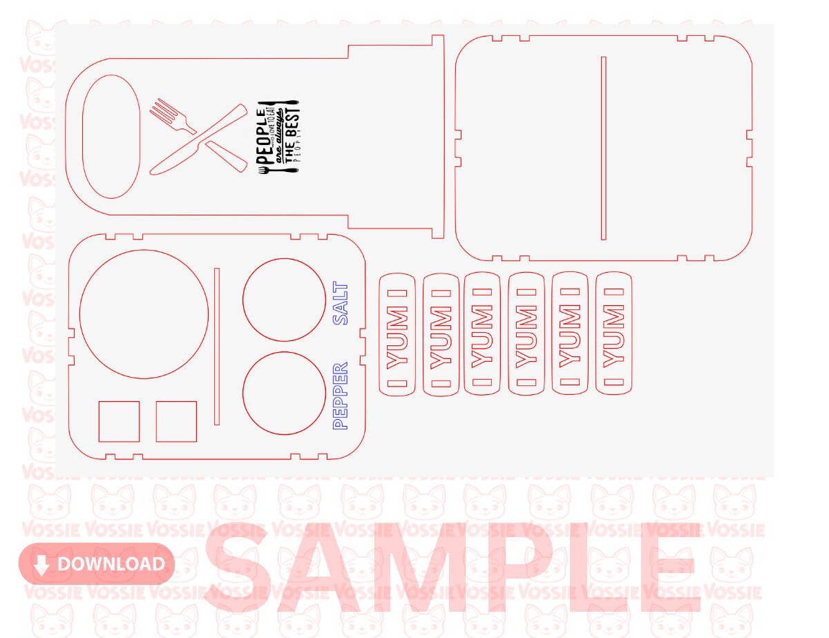 Salt Box Dxf Salt and Pepper Carrier Laser-cut Digital Design | Svg, Dxf, Cdr, Pdf ...