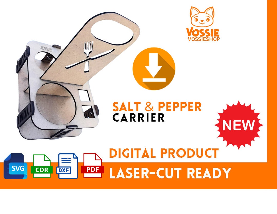 Salt Box Dxf Salt and Pepper Carrier Laser-cut Digital Design | Svg, Dxf, Cdr, Pdf ...