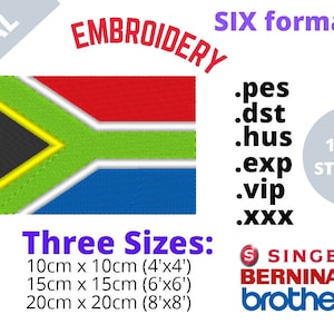 South Africa Flag Digital Embroidery