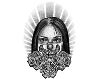 clown girl✬︎chicanoステッカー✬︎神のご加護を