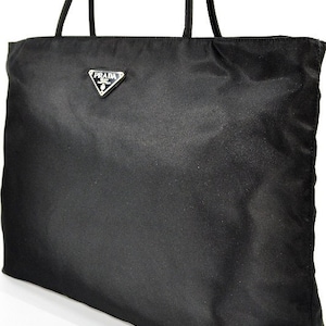 Prada Black Tessuto Nylon Gold Chain Quilted Convertible Tote Bag