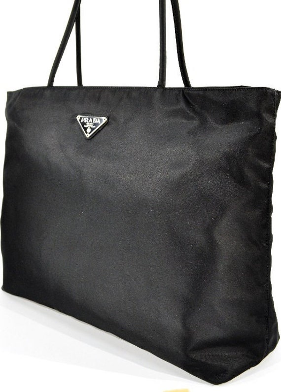 Prada Black Tessuto Nylon Vela Tote Bag - Etsy Prada Black Tessuto Nylon Vela Tote Bag - Etsy