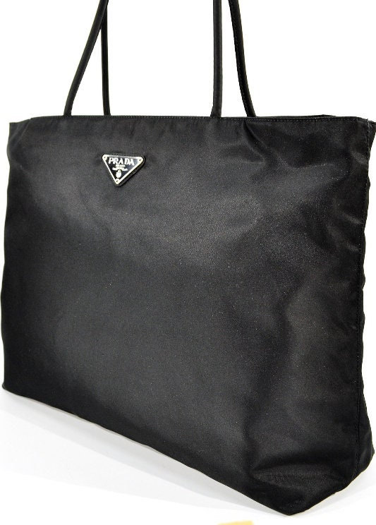 Prada Transparent Vinyl and Black Canvas Logo Beach Large Tote Bag 1BG166 -  Yoogi's Closet