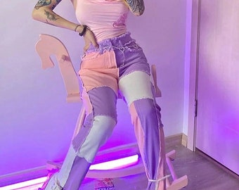 Ripped Pastel Jeans - Etsy