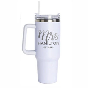 Personalized Mrs Bride Engraved 40oz Tumbler with Handle