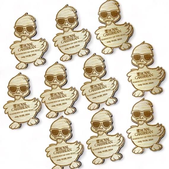 Custom Wood Cruise Ducks with Sunglasses Magnets - pack of 25 Carnival, Royal Caribbean, Norwegian