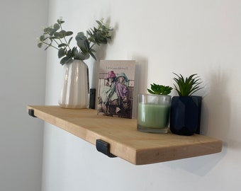 Shelf - Handmade solid Maple shelf with vintage style brackets (optional), handcrafted, wooden, photography prop