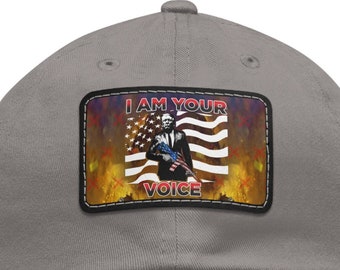 Trump "I Am Your Voice" Cap by Trumpster.net • MAGA Hat Gift • Deplorable Leather Patch Cap • TEE Party Hat • Trump 2024