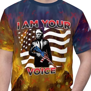 President Trump's "I Am Your Voice" and "Mug Shot" Unisex MAGA Lightweight T-Shirt is a peaceful rebellion against the political establishment, the legal system, the FBI, Hollywood know-it-alls, and their media sycophants.